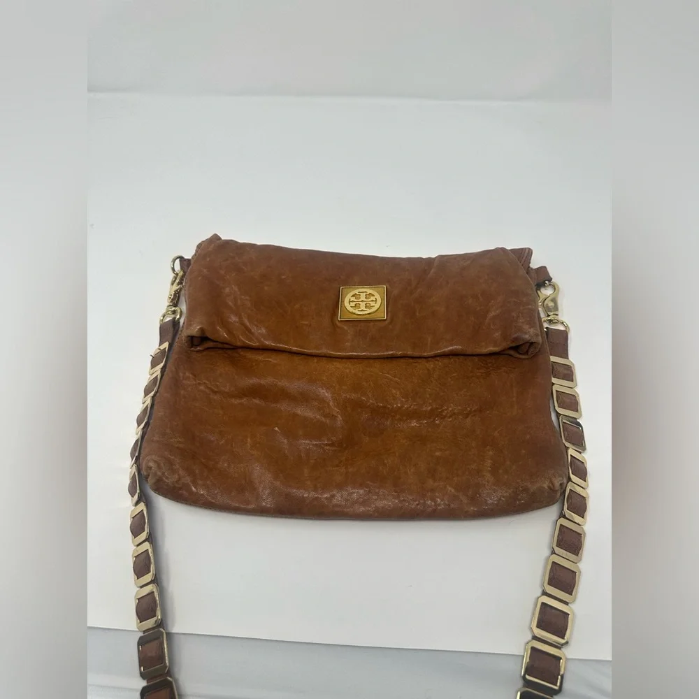Tory Burch Brown Leather Crossbody Bag with Gold Hardware